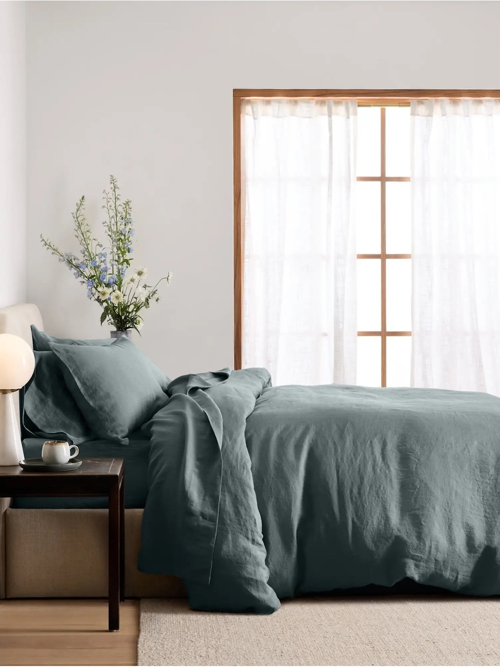 Quince European Linen KING Sheet Set  & 2 KING Pillowcases OCEAN -  NEW
